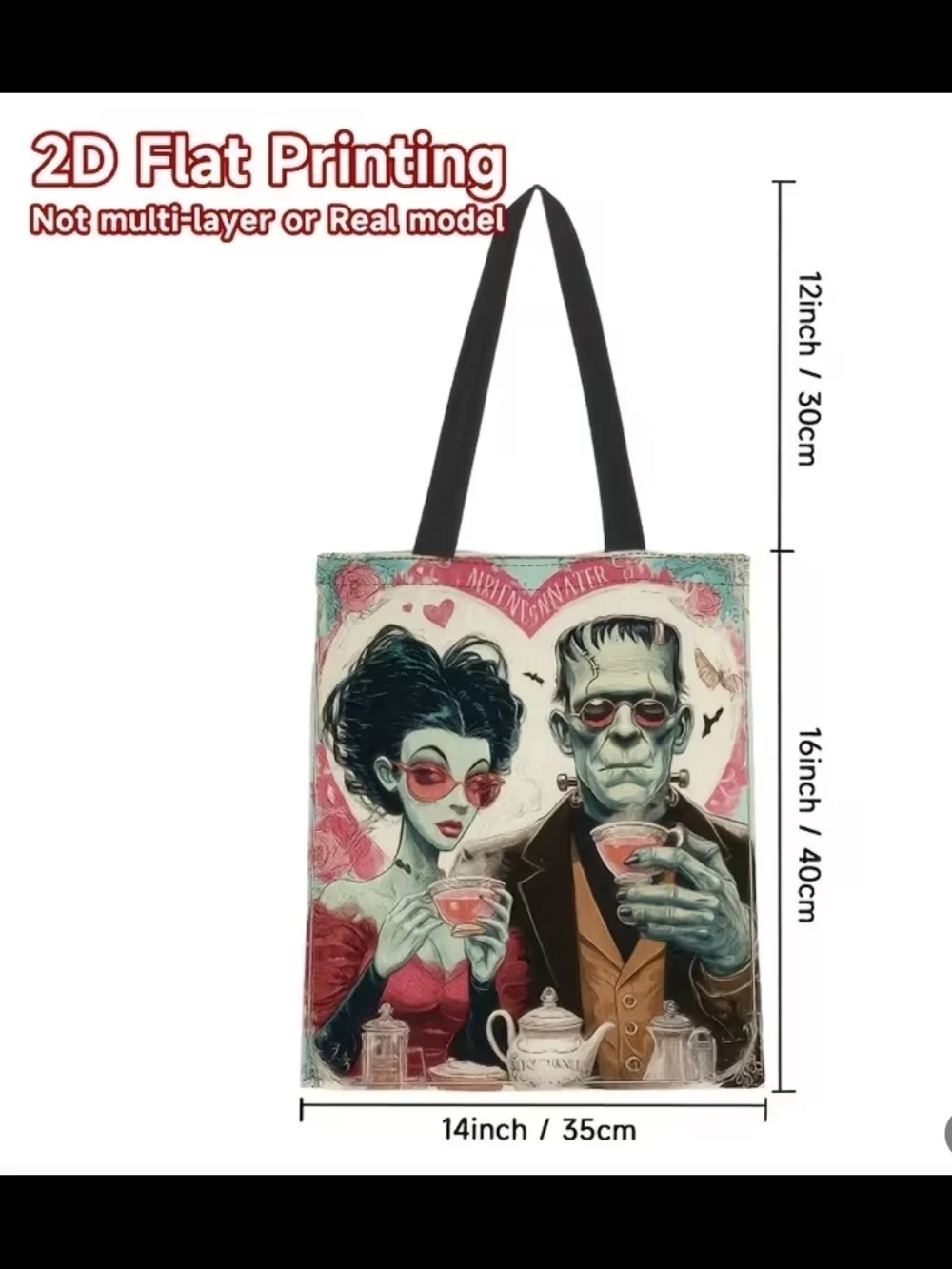 Vintage Creature Tea Party Canvas Tote - Blue & Pink